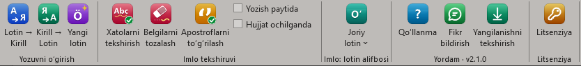 Faollashtirilgandan keyingi to‘liq «Matn tahriri» yorlig‘i